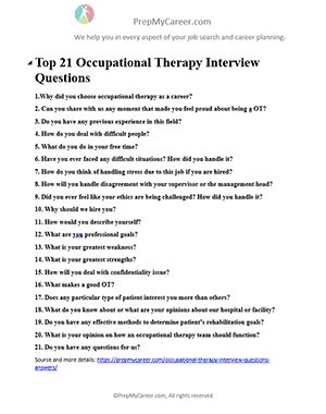 Occupational Therapy Interview Questions
