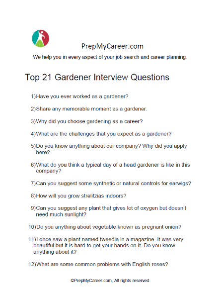 Gardener Interview Questions