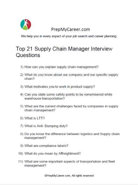 supply chain case study interview questions