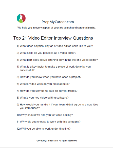 Video Editor Interview Questions