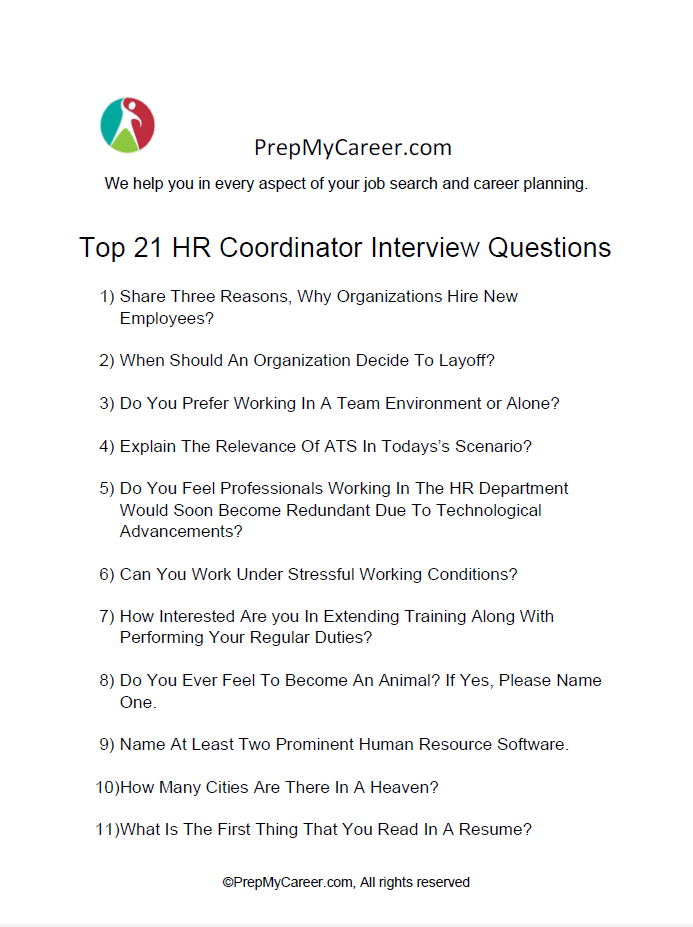 HR Coordinator Interview Questions