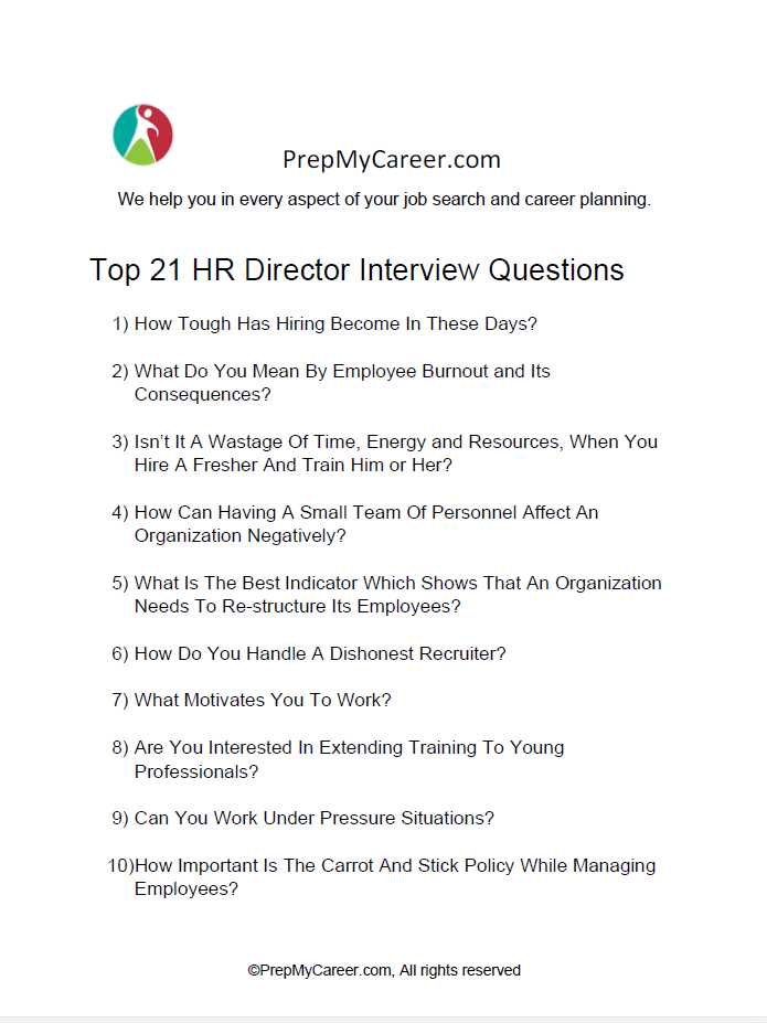 Top 21 HR Director Interview Questions In 2022 [With Answers] - Prep My ...