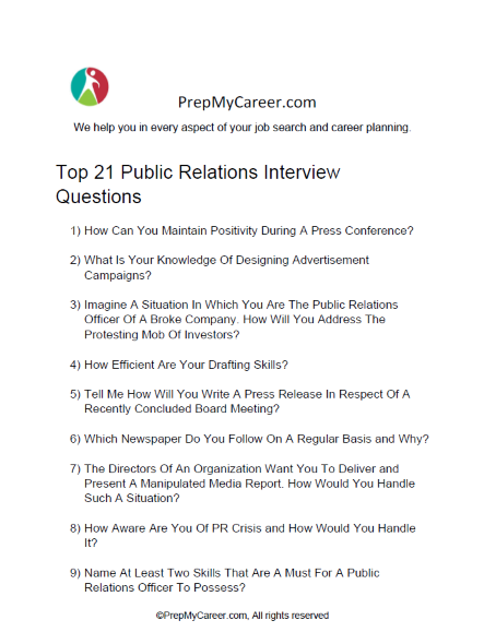 Public Relations Interview Questions