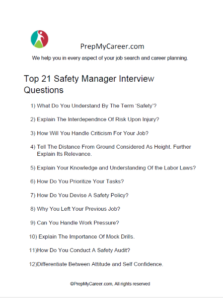 Safety Manager Interview Questions