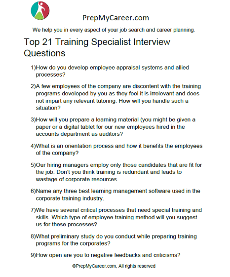 business presentation specialist trainee interview questions